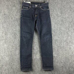 & Denim Jeans Mens 28 Slim Dark Wash Cotton Stretch Pockets Zip Fly